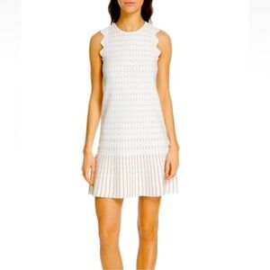 Ted Baker Ivory gold Relioa knit drop waist dress size 4